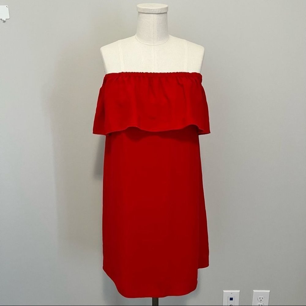 Aritzia Wilfred Neufchâtel Off Shoulder Ruffle Dress Red Mini Dress - Picture 6 of 16